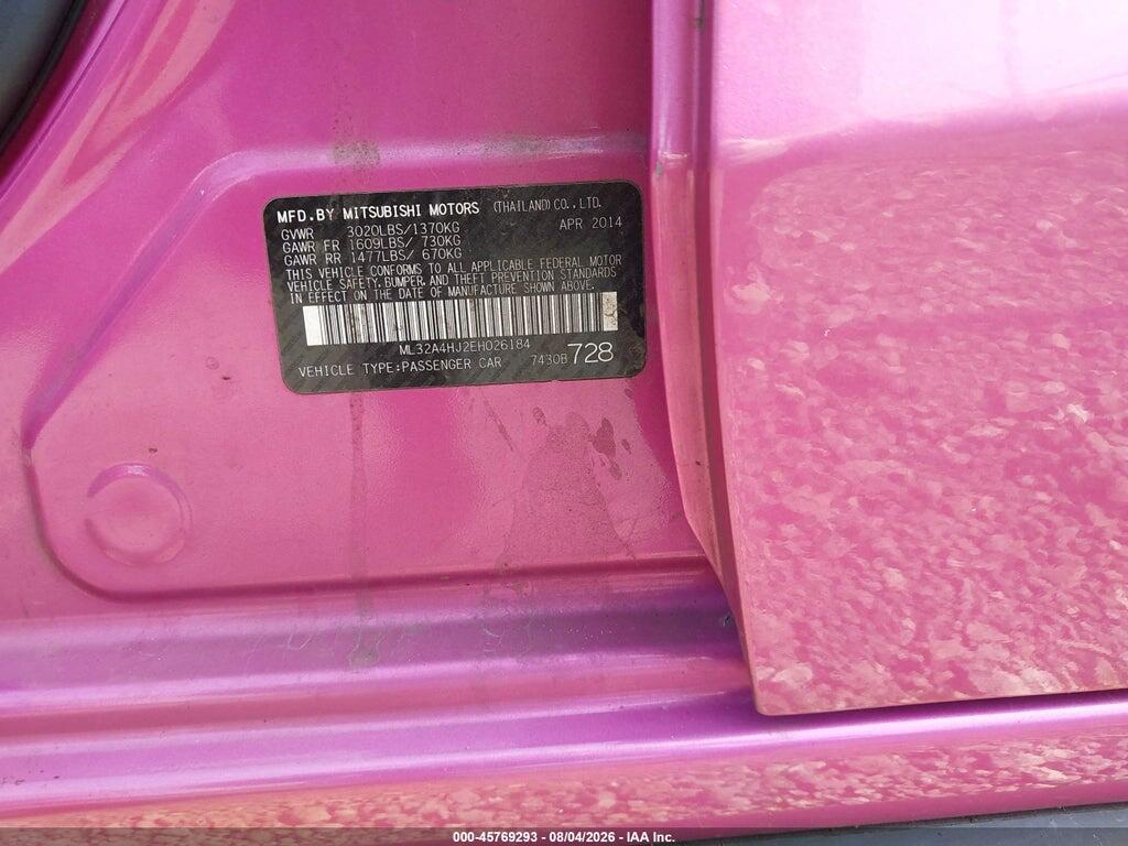 ML32A4HJ2EH026184 2014 MITSUBISHI MIRAGE photo no. 9