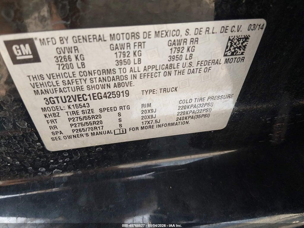 3GTU2VEC1EG425919 2014 GMC SIERRA 1500 photo no. 9