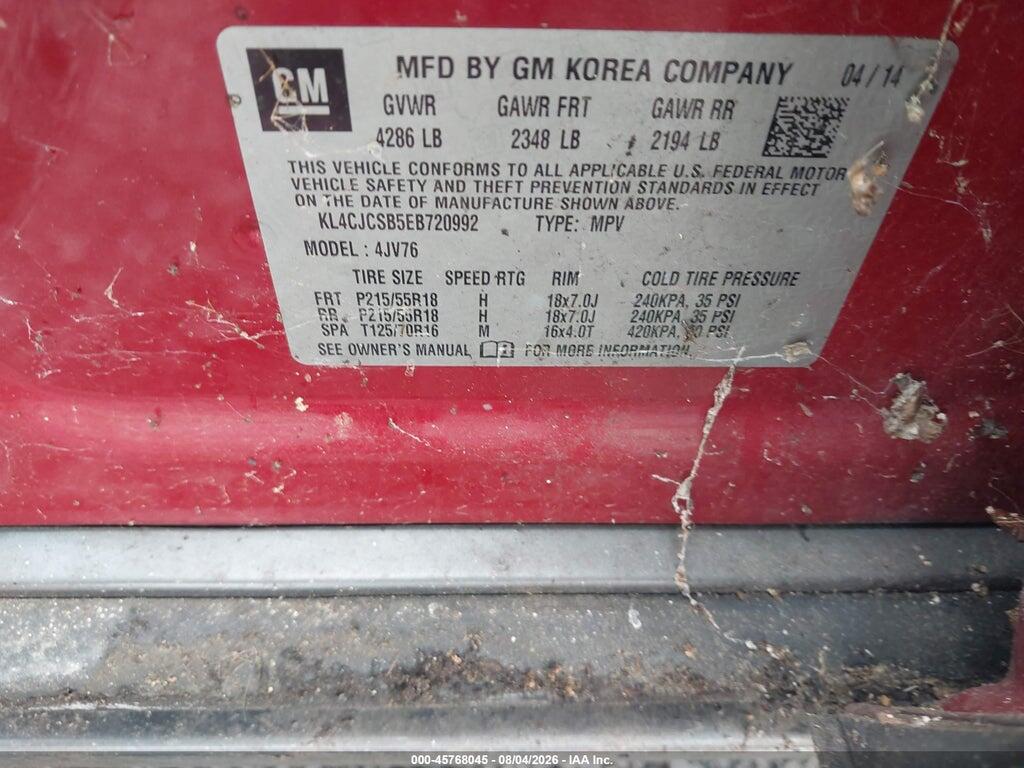 KL4CJCSB5EB720992 2014 BUICK ENCORE photo no. 9