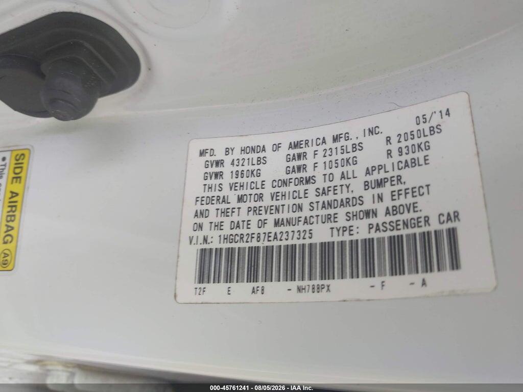 1HGCR2F87EA237325 2014 HONDA ACCORD photo no. 9