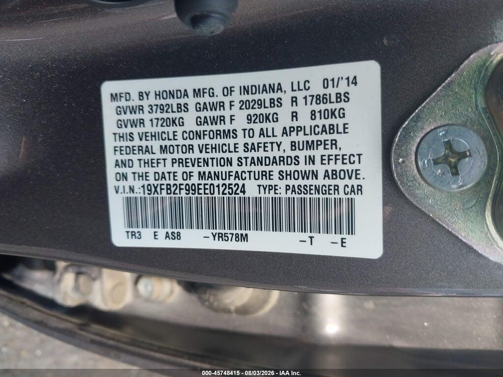 19XFB2F99EE012524 2014 HONDA CIVIC photo no. 9