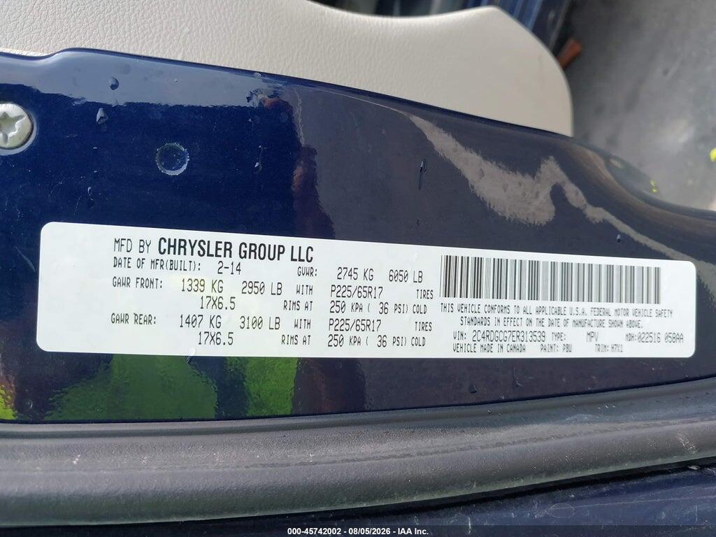 2C4RDGCG7ER313539 2014 DODGE GRAND CARAVAN photo no. 9