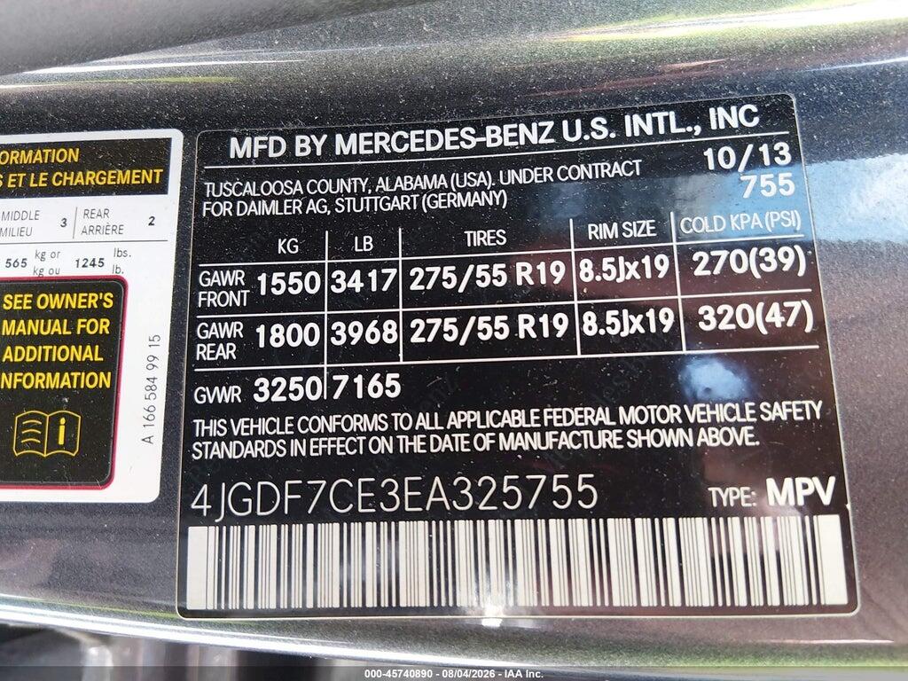 4JGDF7CE3EA325755 2014 MERCEDES-BENZ GL 450 photo no. 9