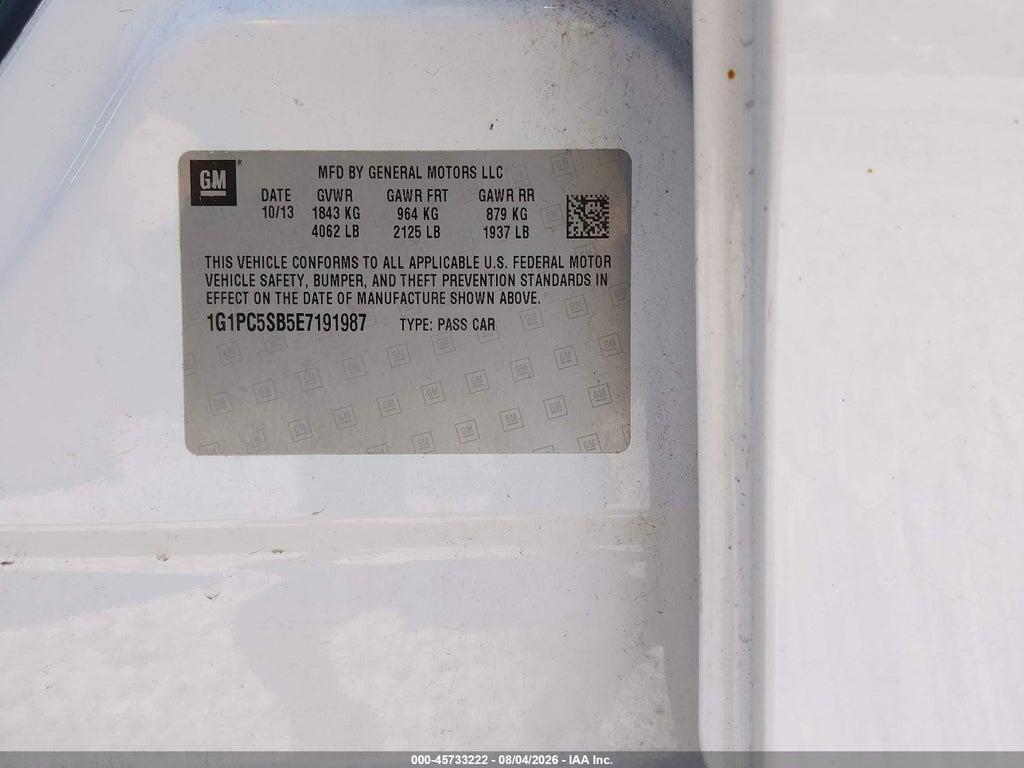1G1PC5SB5E7191987 2014 CHEVROLET CRUZE photo no. 9