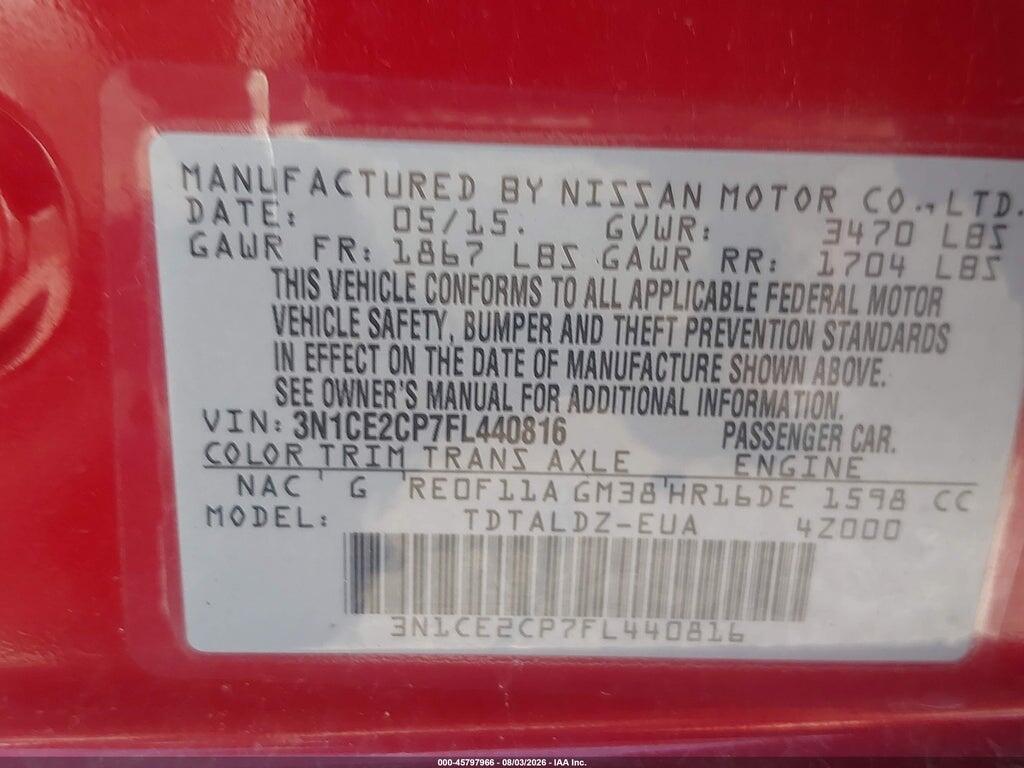 3N1CE2CP7FL440816 2015 NISSAN VERSA NOTE photo no. 9