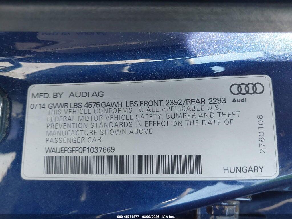 WAUEFGFF0F1037669 2015 AUDI A3 photo no. 9