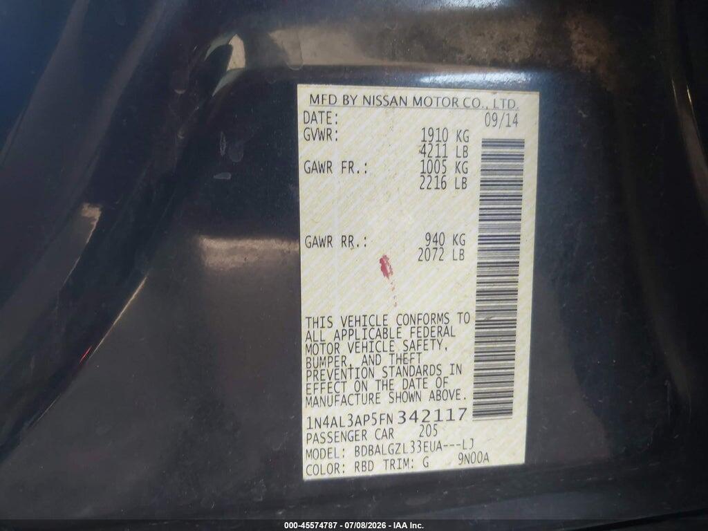 1N4AL3AP5FN342117 2015 NISSAN ALTIMA photo no. 9