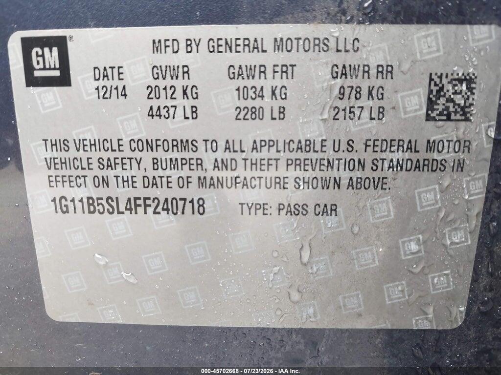 1G11B5SL4FF240718 2015 CHEVROLET MALIBU photo no. 9