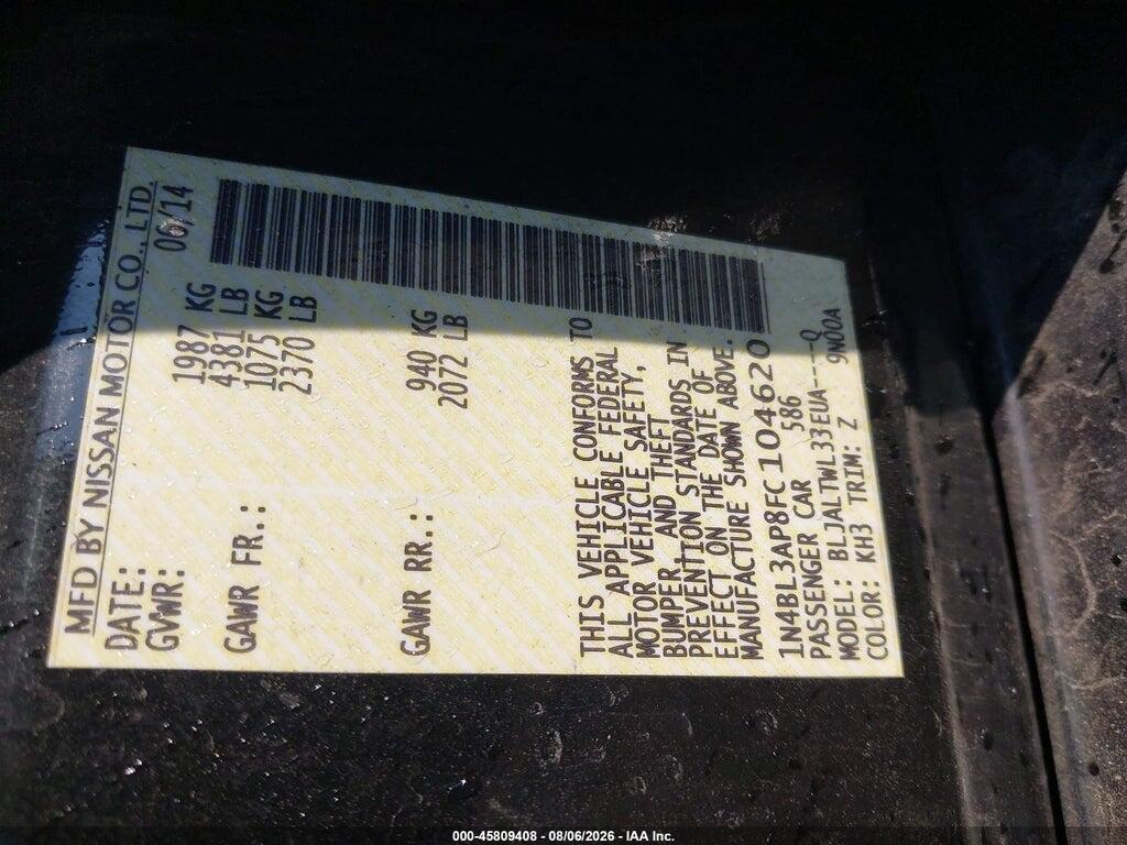1N4BL3AP8FC104620 2015 NISSAN ALTIMA photo no. 9