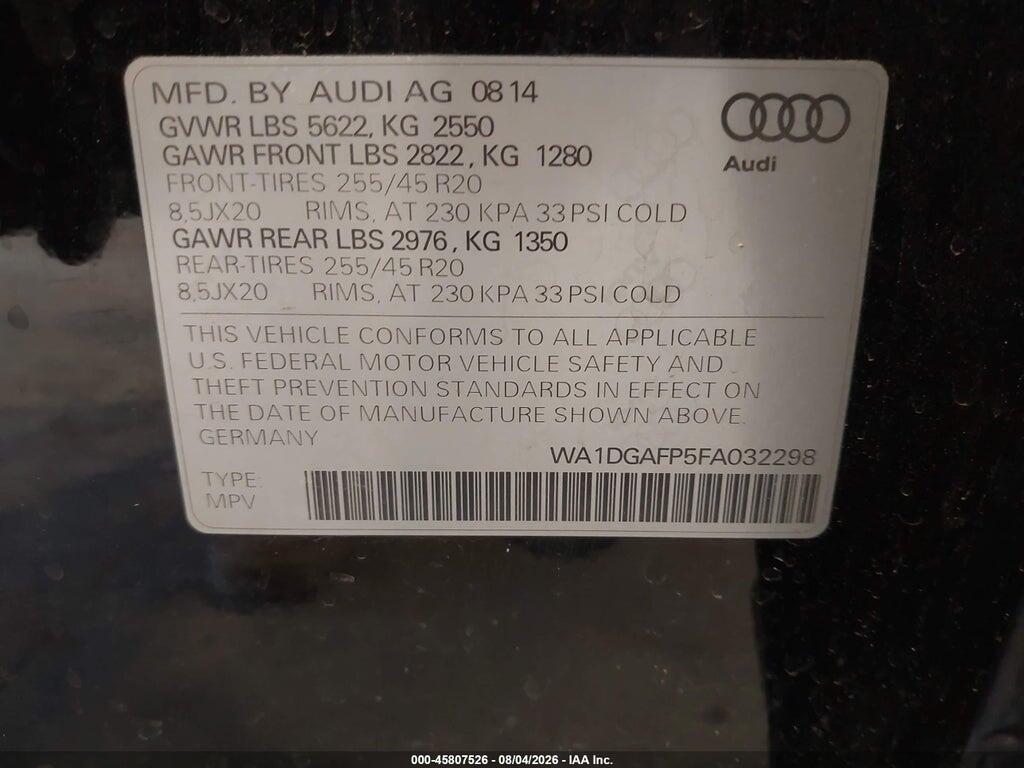 WA1DGAFP5FA032298 2015 AUDI Q5 photo no. 9