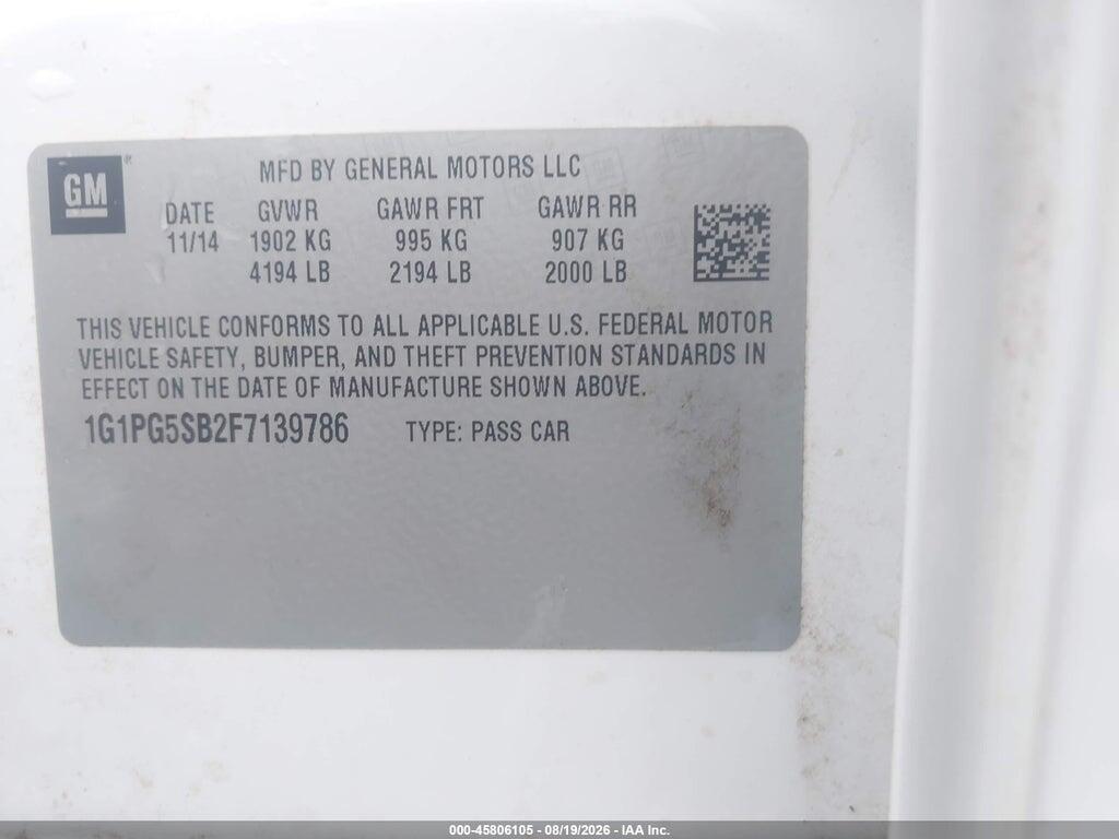 1G1PG5SB2F7139786 2015 CHEVROLET CRUZE photo no. 9