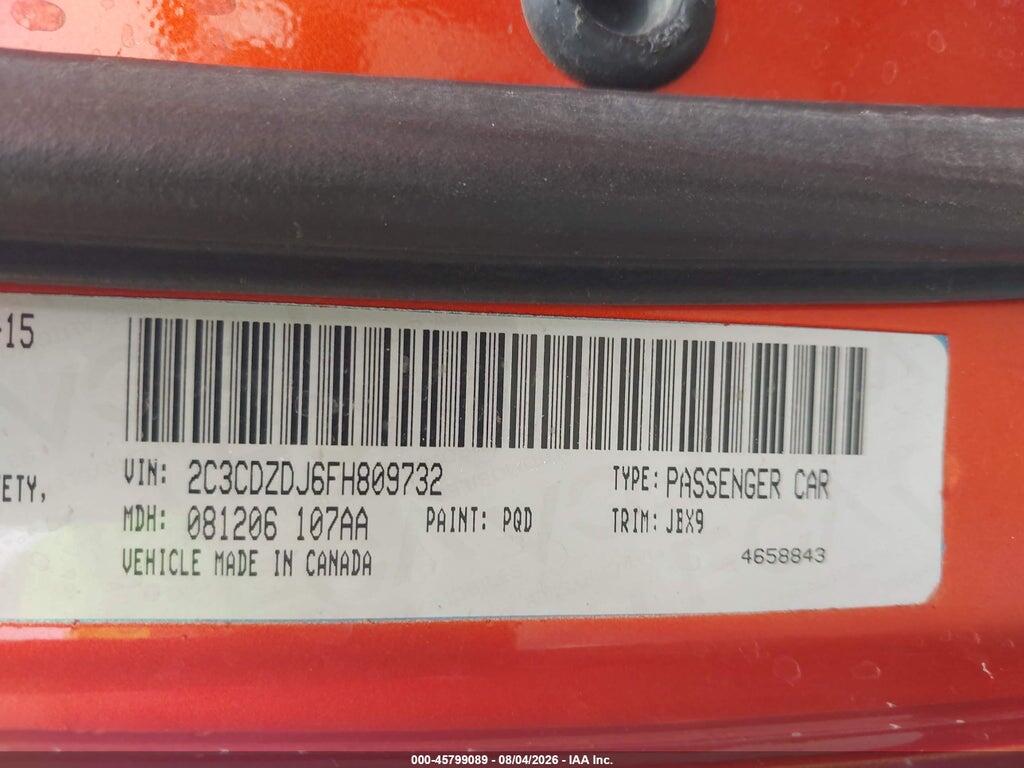 2C3CDZDJ6FH809732 2015 DODGE CHALLENGER photo no. 9