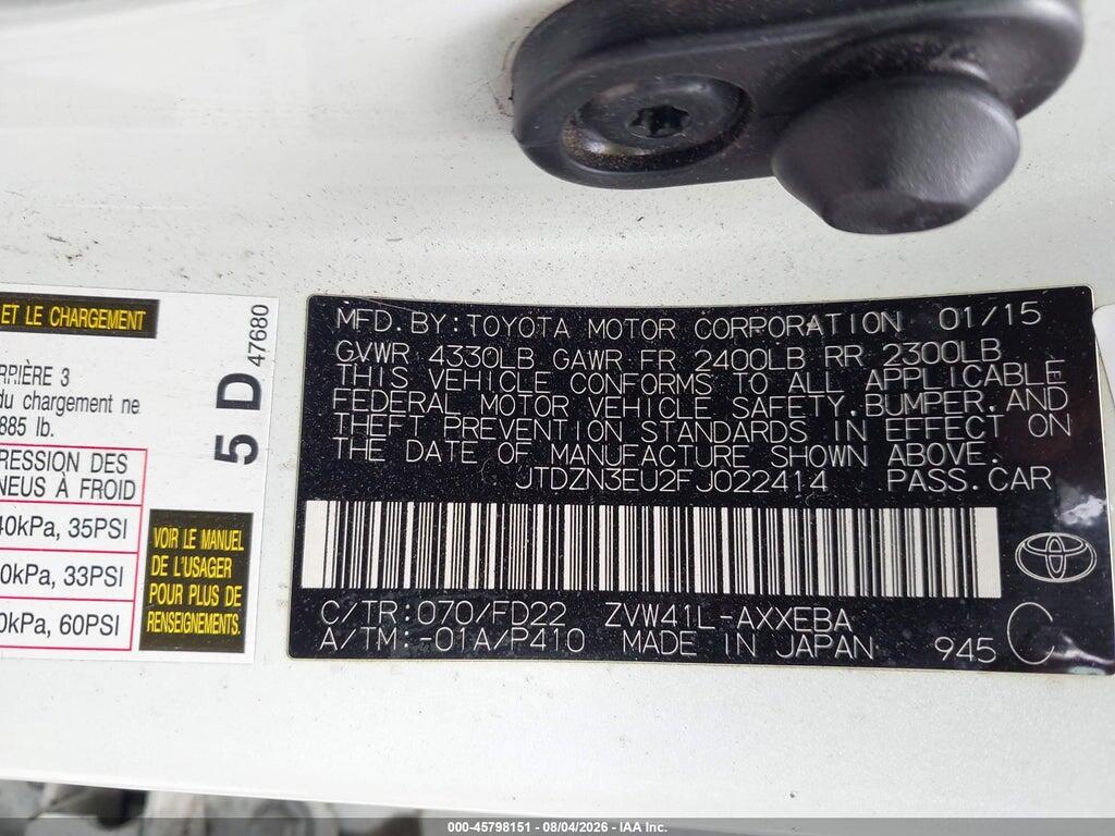 JTDZN3EU2FJ022414 2015 TOYOTA PRIUS V photo no. 9