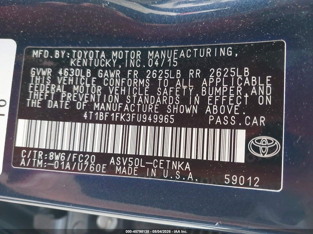 4T1BF1FK3FU949965 2015 TOYOTA CAMRY photo no. 9