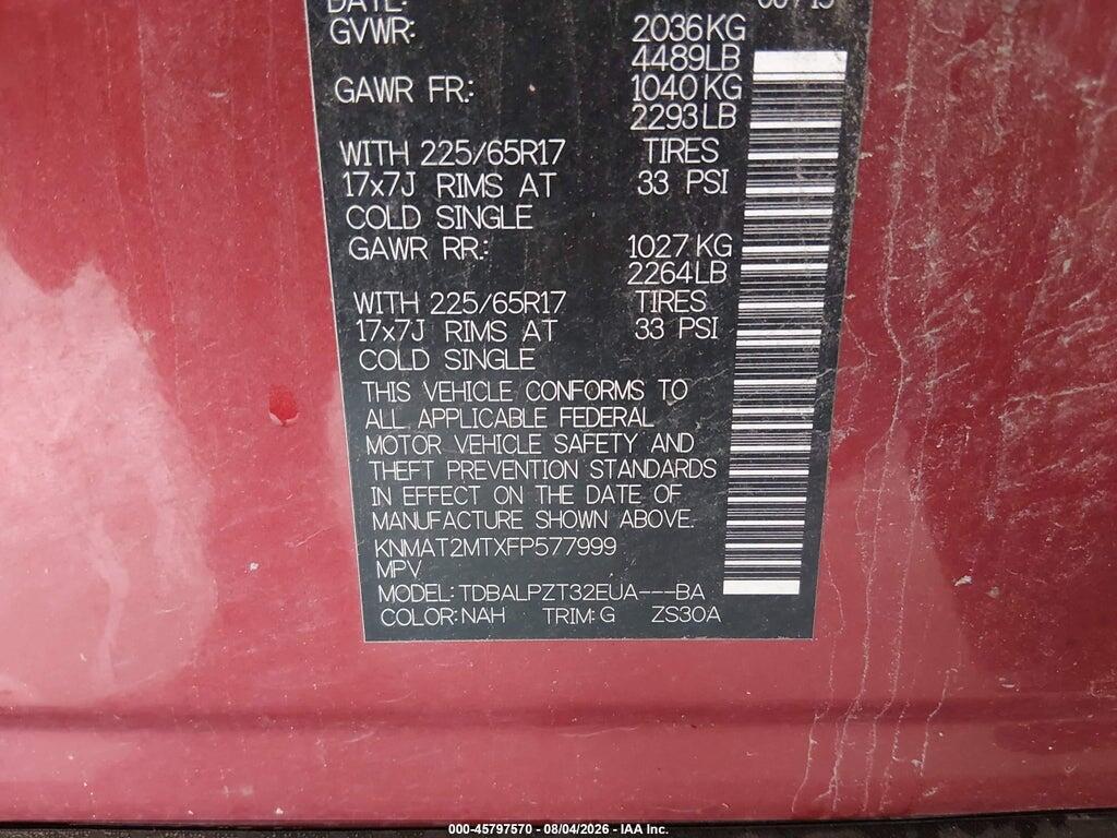 KNMAT2MTXFP577999 2015 NISSAN ROGUE photo no. 9