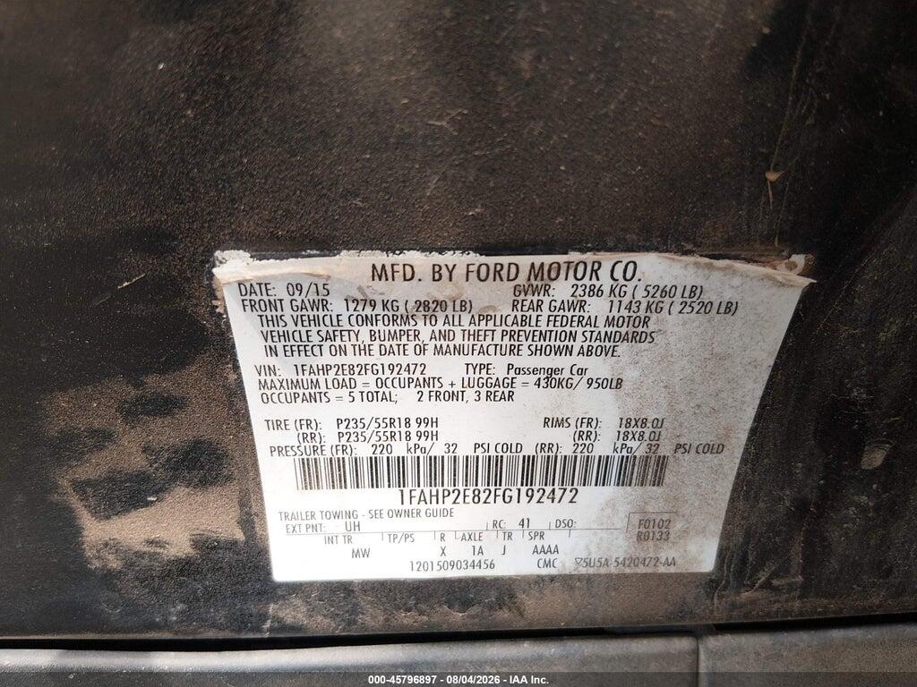 1FAHP2E82FG192472 2015 FORD TAURUS photo no. 9