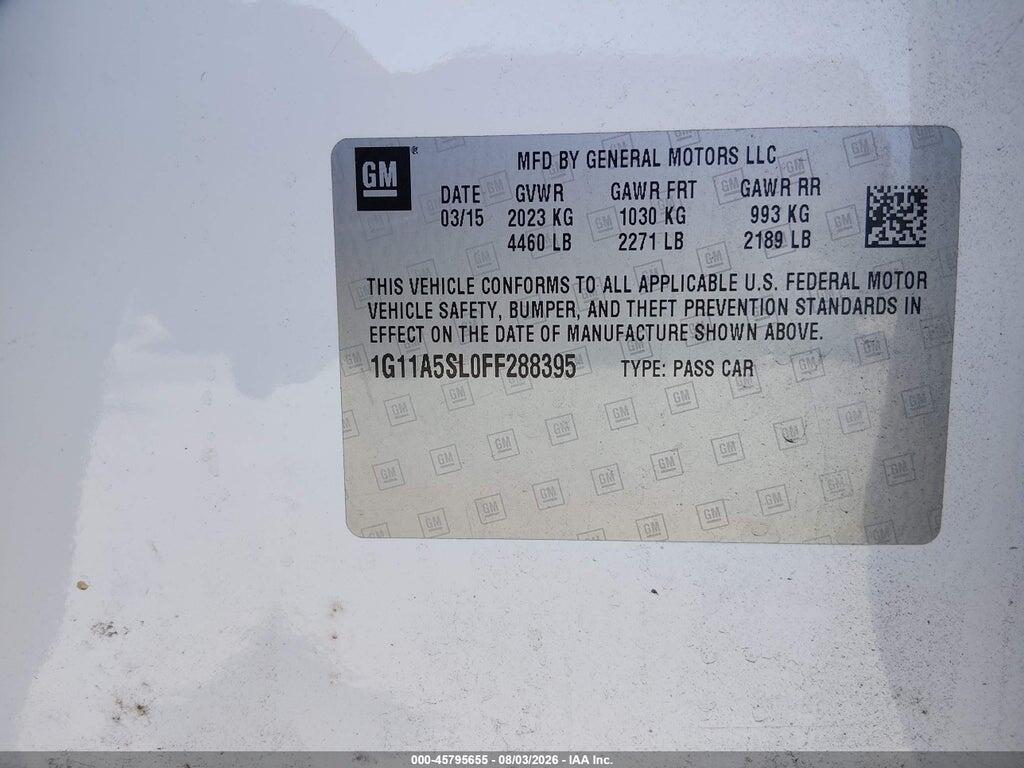 1G11A5SL0FF288395 2015 CHEVROLET MALIBU photo no. 9