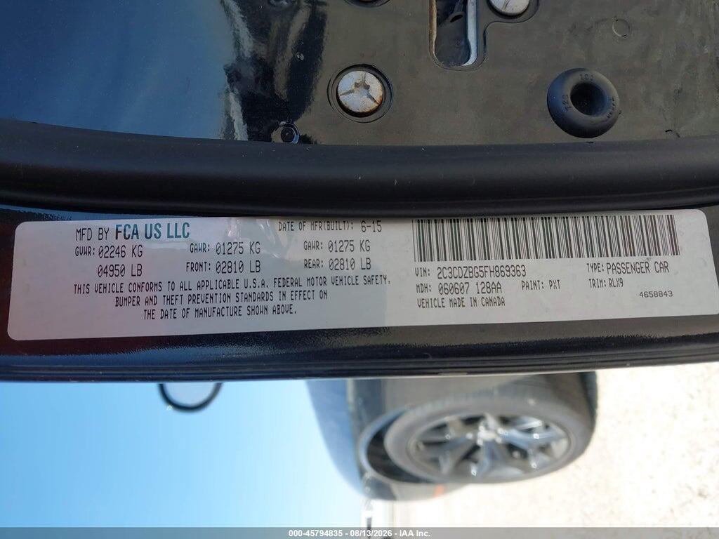 2C3CDZBG5FH869363 2015 DODGE CHALLENGER photo no. 9
