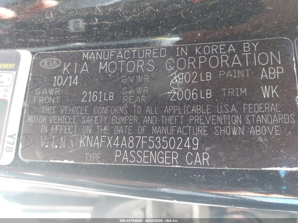 KNAFX4A87F5350249 2015 KIA FORTE photo no. 9