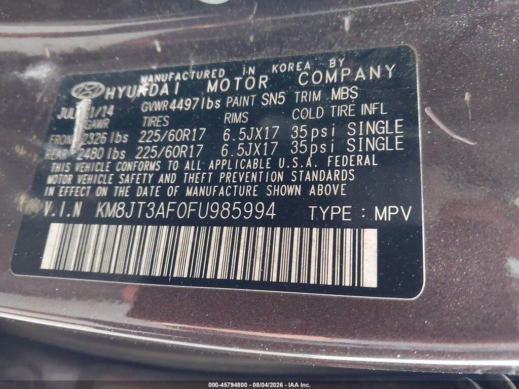 KM8JT3AF0FU985994 2015 HYUNDAI TUCSON photo no. 9