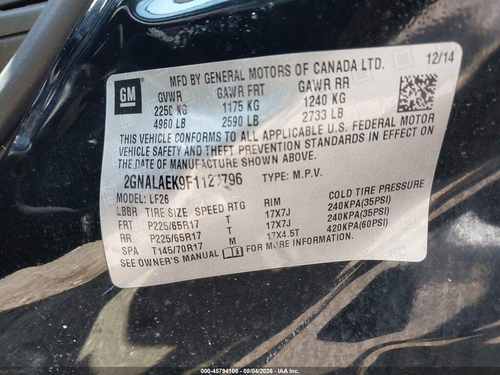 2GNALAEK9F1127796 2015 CHEVROLET EQUINOX photo no. 9