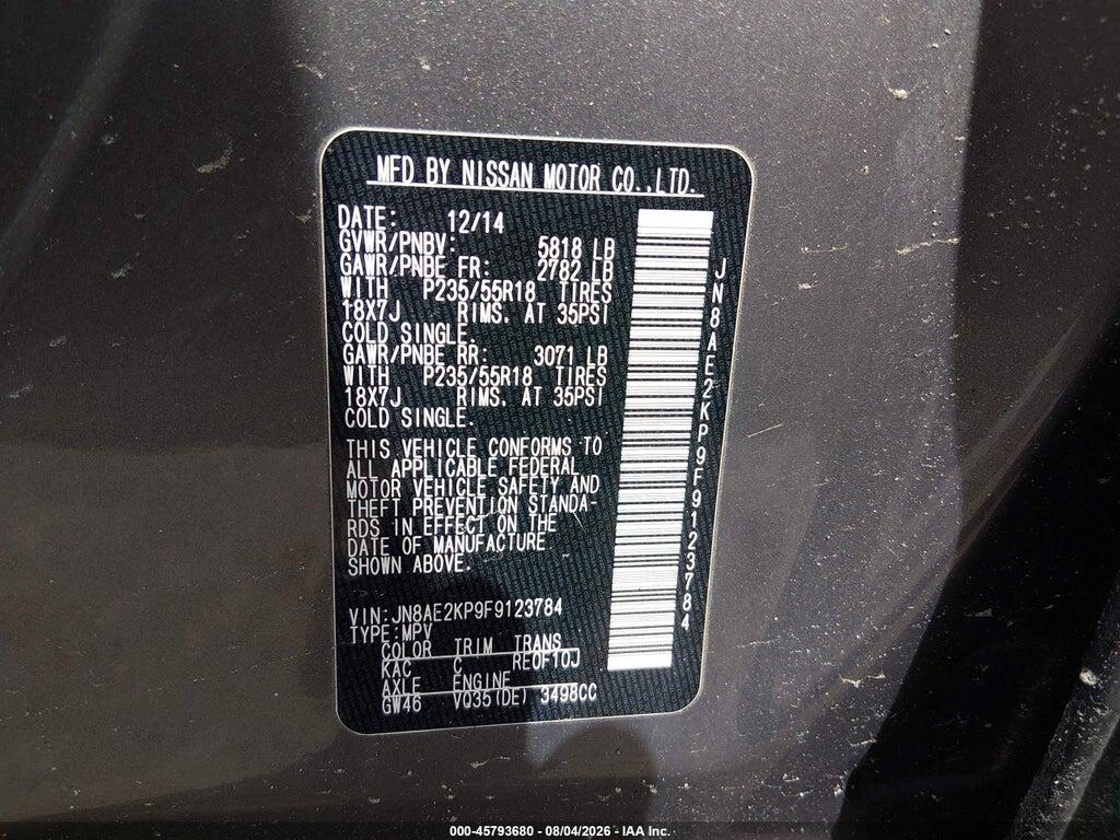 JN8AE2KP9F9123784 2015 NISSAN QUEST photo no. 9