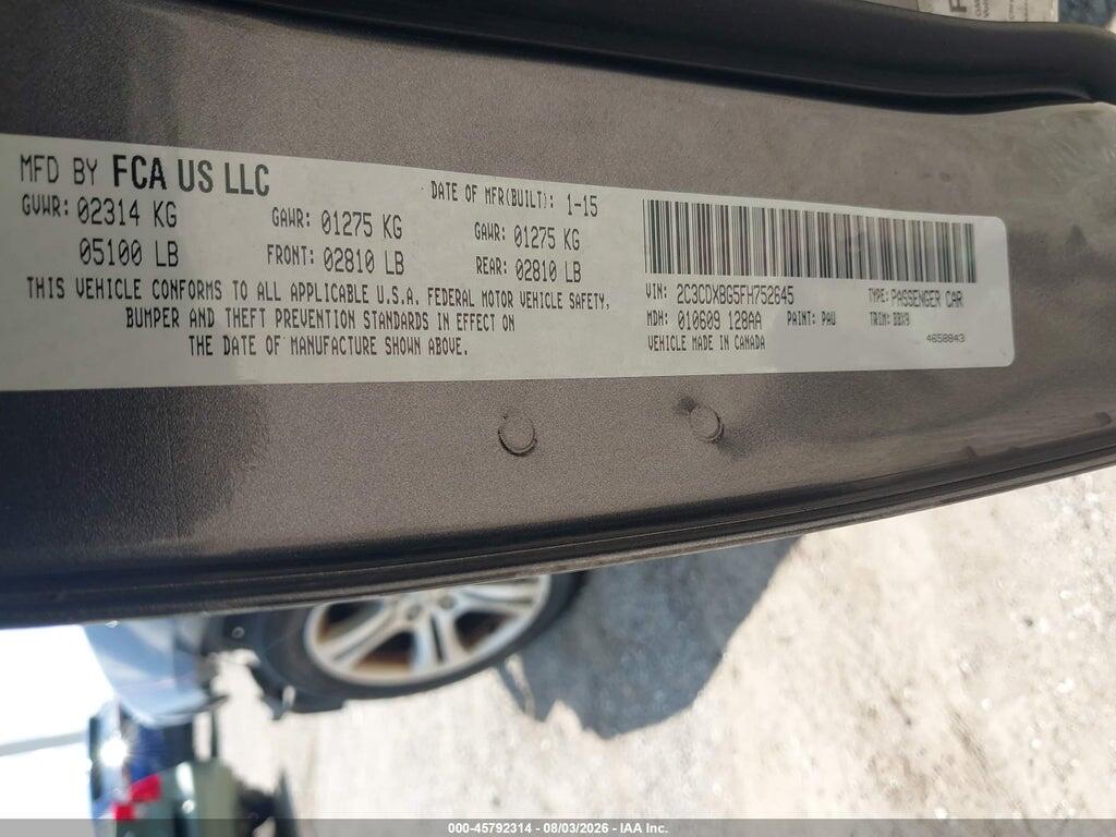 2C3CDXBG5FH752645 2015 DODGE CHARGER photo no. 9