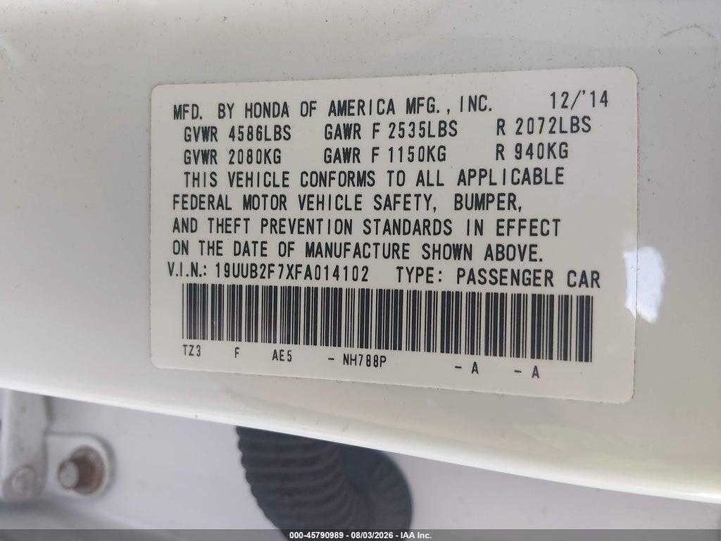 19UUB2F7XFA014102 2015 ACURA TLX photo no. 9