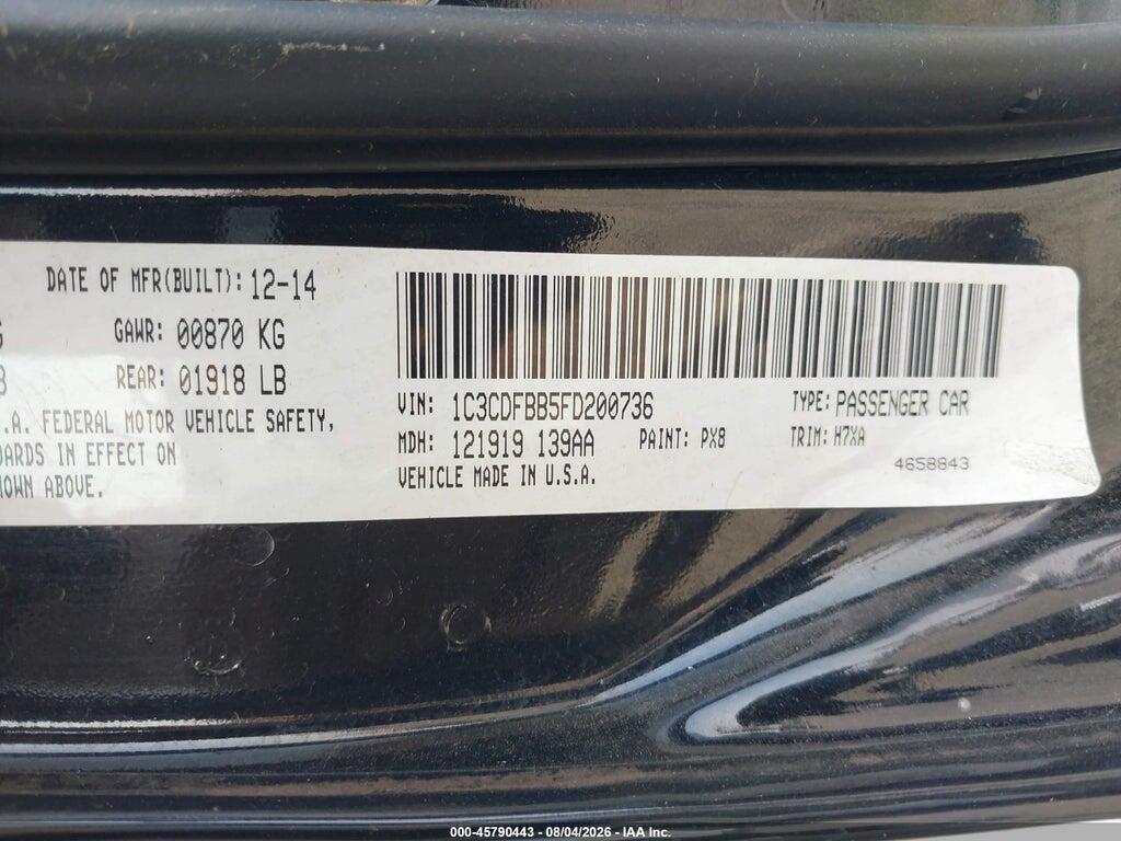 1C3CDFBB5FD200736 2015 DODGE DART photo no. 9