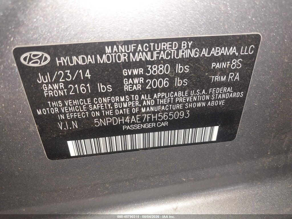 5NPDH4AE7FH565093 2015 HYUNDAI ELANTRA photo no. 9