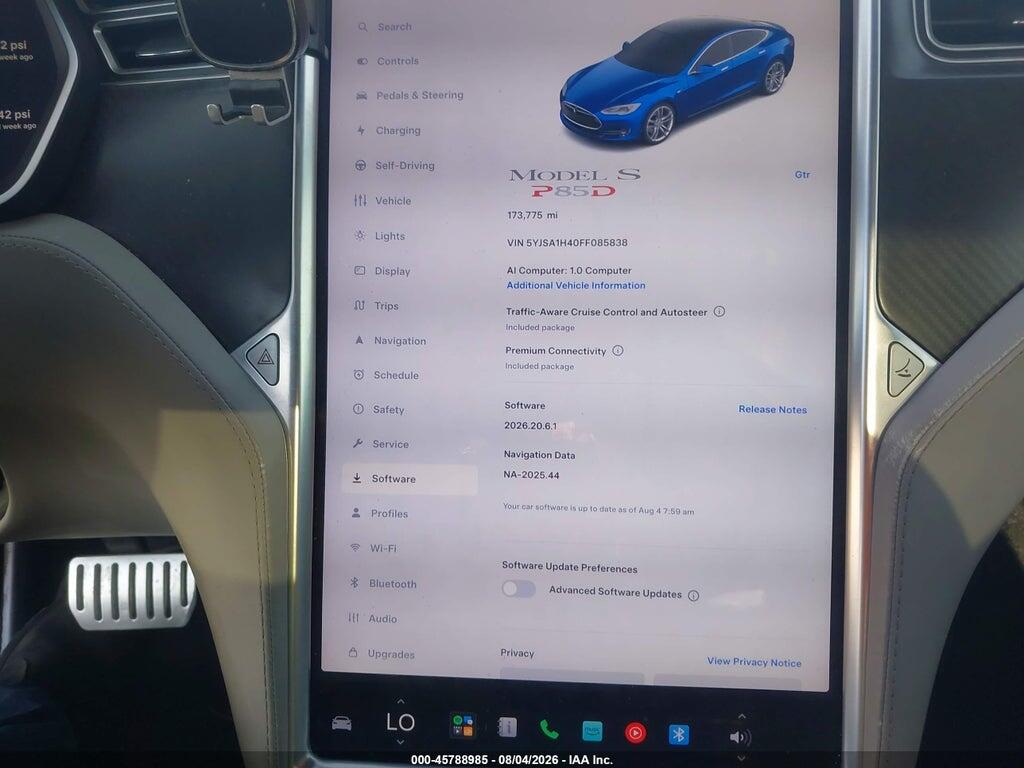 5YJSA1H40FF085838 2015 TESLA MODEL S photo no. 7