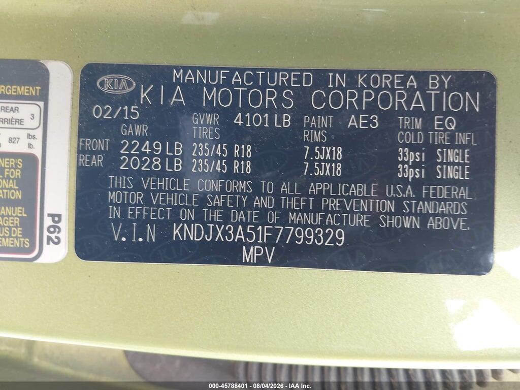KNDJX3A51F7799329 2015 KIA SOUL photo no. 9