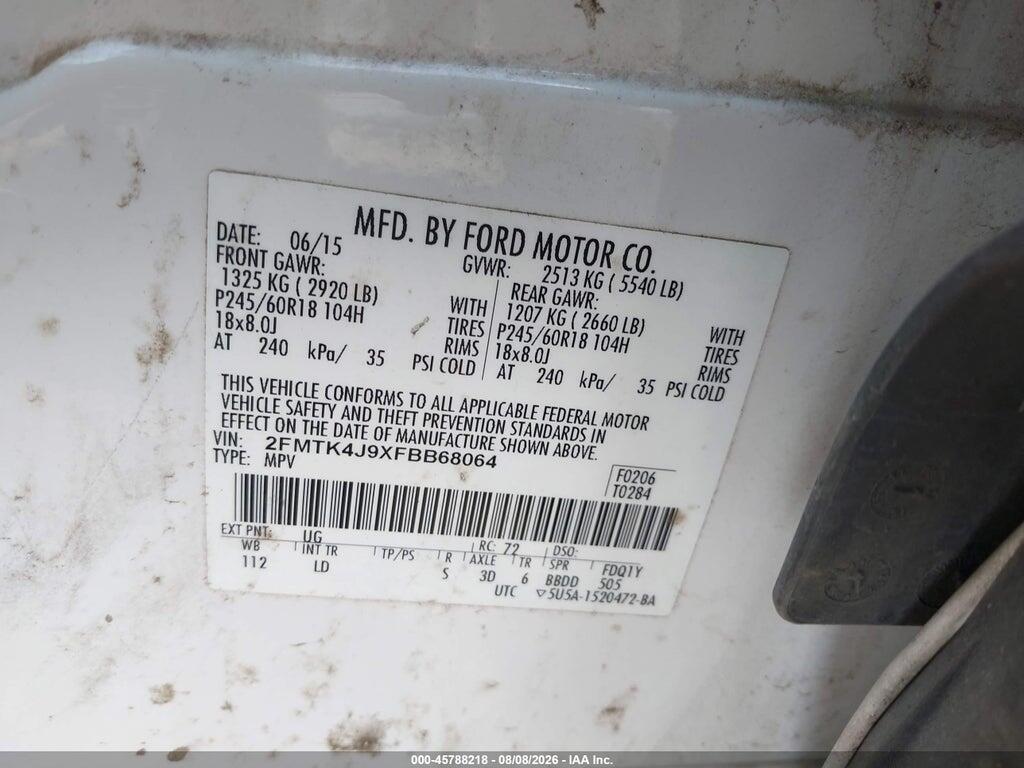 2FMTK4J9XFBB68064 2015 FORD EDGE photo no. 9