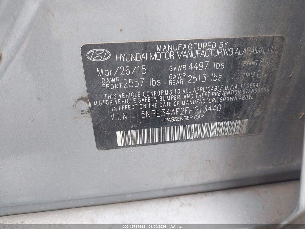 5NPE34AF2FH213440 2015 HYUNDAI SONATA photo no. 9
