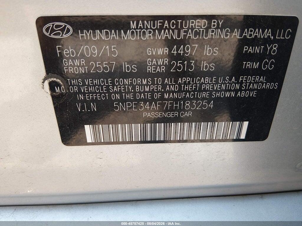 5NPE34AF7FH183254 2015 HYUNDAI SONATA photo no. 9