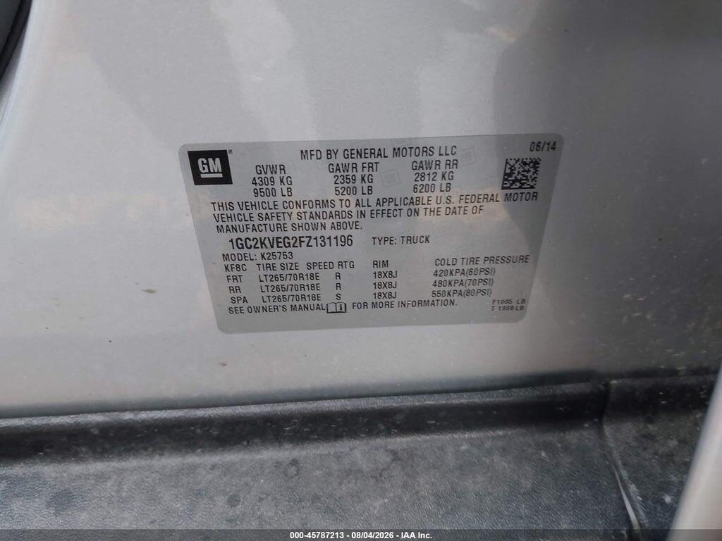 1GC2KVEG2FZ131196 2015 CHEVROLET SILVERADO 2500HD photo no. 9
