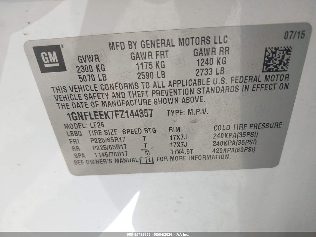 1GNFLEEK7FZ144357 2015 CHEVROLET EQUINOX photo no. 9