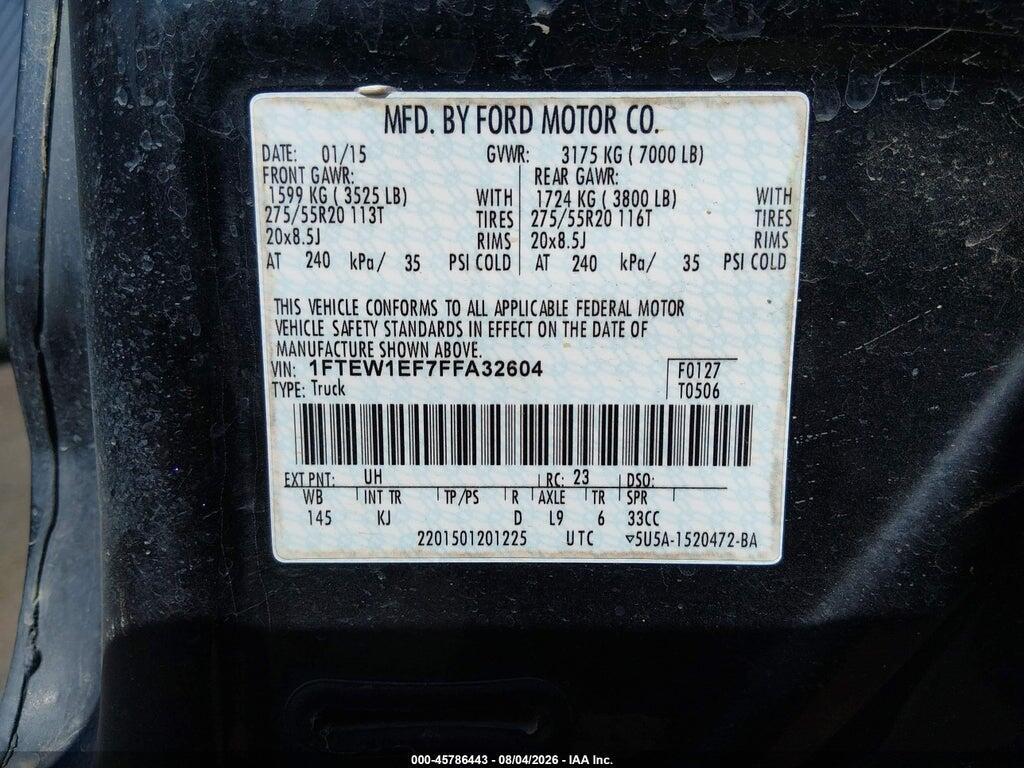 1FTEW1EF7FFA32604 2015 FORD F-150 photo no. 9