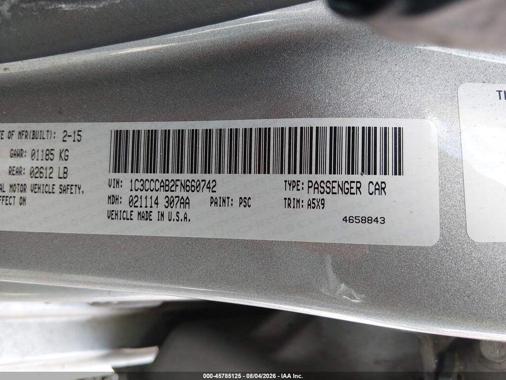 1C3CCCAB2FN660742 2015 CHRYSLER 200 photo no. 9