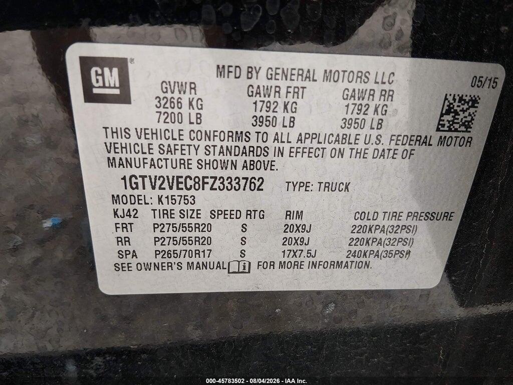 1GTV2VEC8FZ333762 2015 GMC SIERRA 1500 photo no. 9