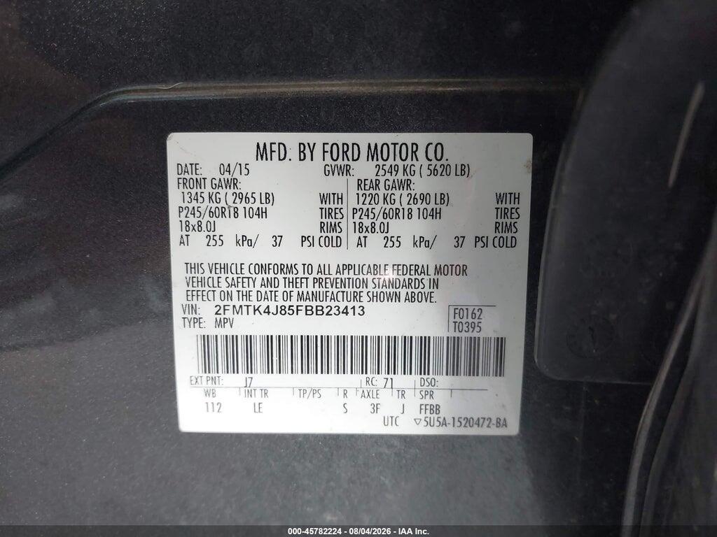 2FMTK4J85FBB23413 2015 FORD EDGE photo no. 9