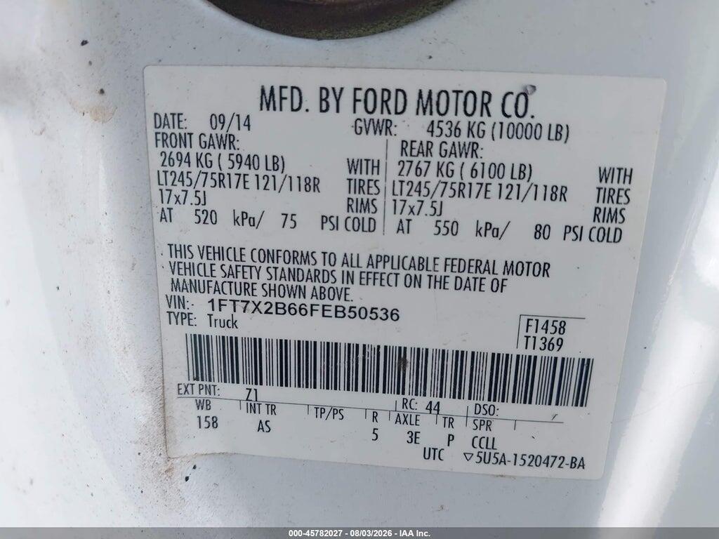 1FT7X2B66FEB50536 2015 FORD F-250 photo no. 9