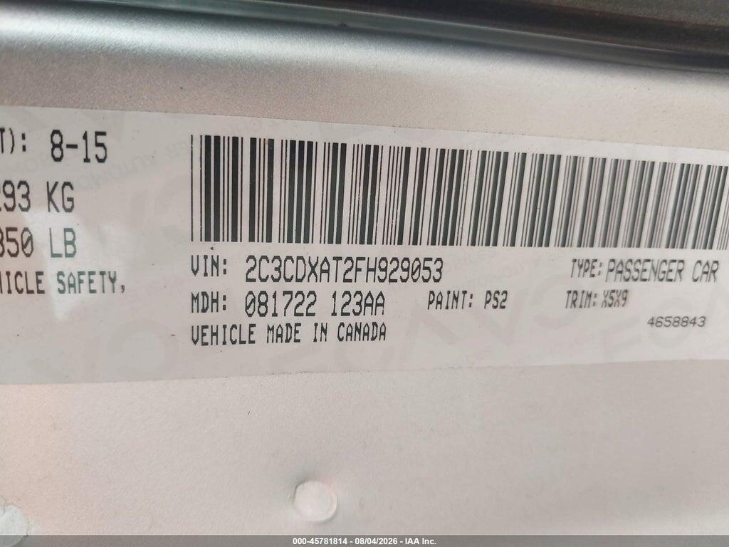 2C3CDXAT2FH929053 2015 DODGE CHARGER photo no. 9