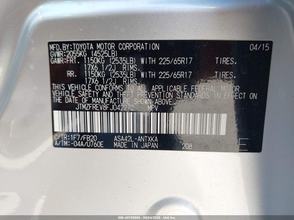 JTMZFREV8FJ042272 2015 TOYOTA RAV4 photo no. 9