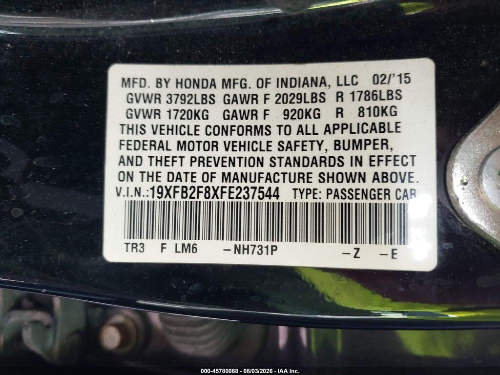 19XFB2F8XFE237544 2015 HONDA CIVIC photo no. 9