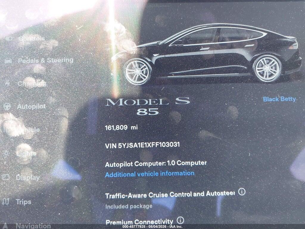 5YJSA1E1XFF103031 2015 TESLA MODEL S photo no. 7
