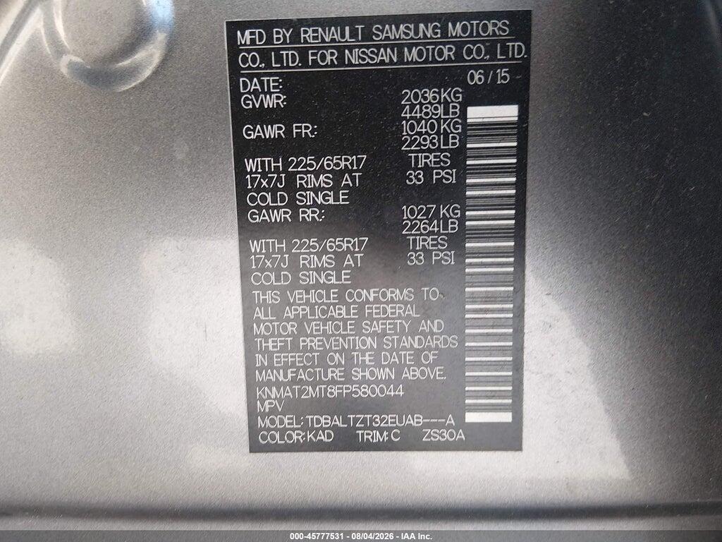 KNMAT2MT8FP580044 2015 NISSAN ROGUE photo no. 9