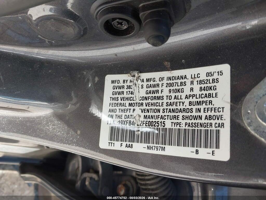 19XFB4F22FE002515 2015 HONDA CIVIC HYBRID photo no. 9