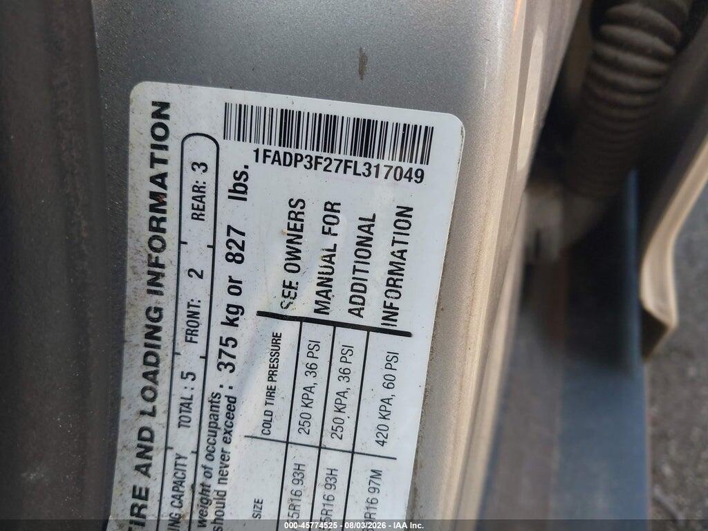 1FADP3F27FL317049 2015 FORD FOCUS photo no. 9