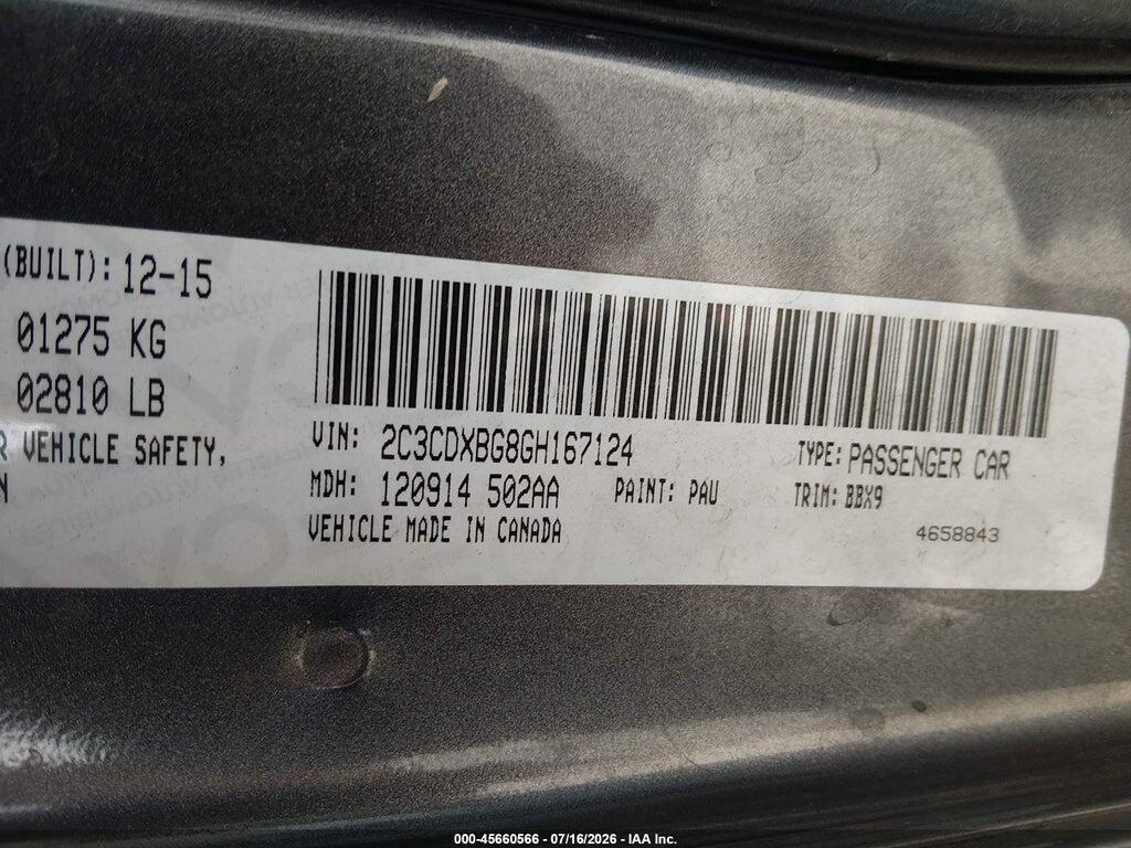 2C3CDXBG8GH167124 2016 DODGE CHARGER photo no. 9